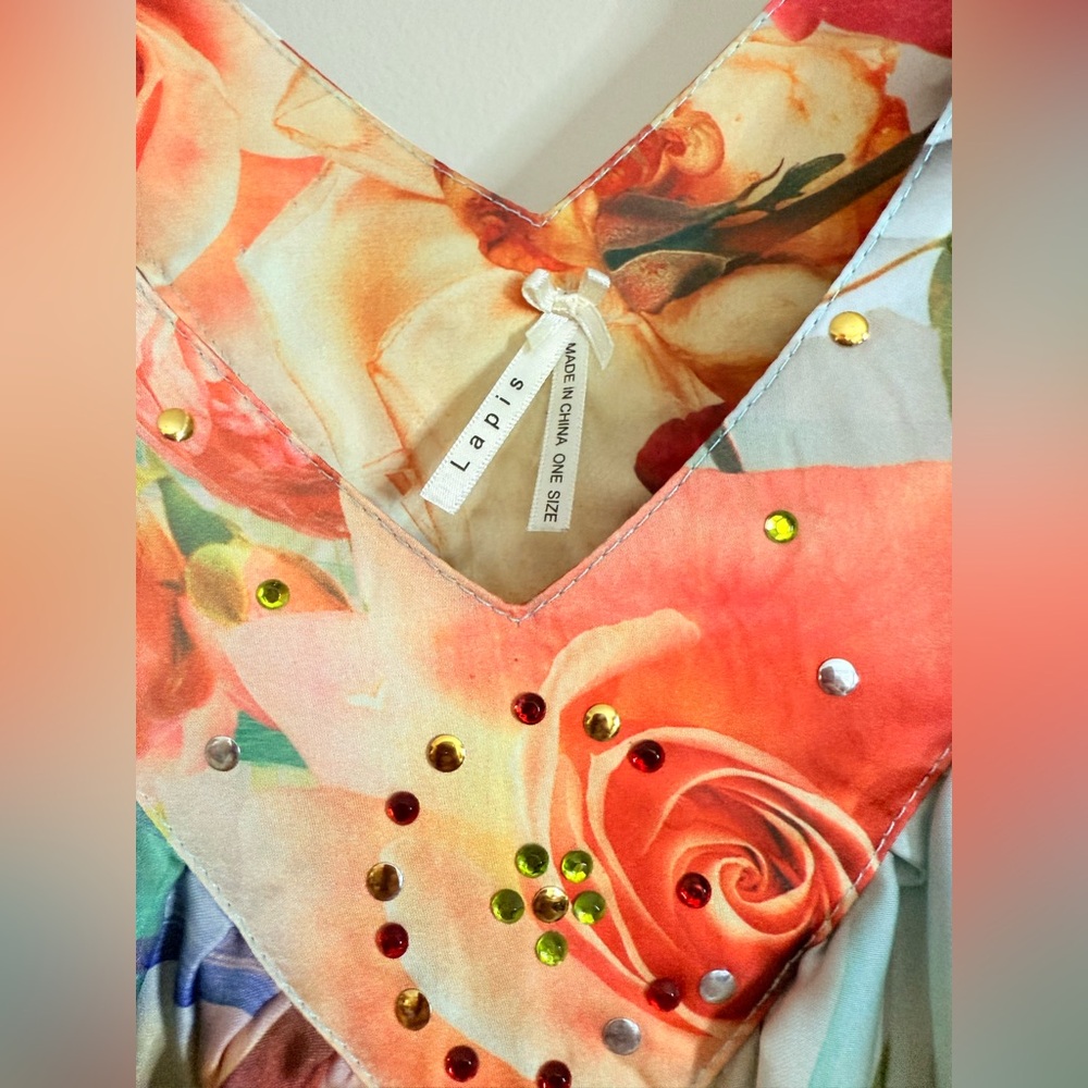 Lapis Floral Maxi Dress with Straps‎ One size - Picture 4 of 10